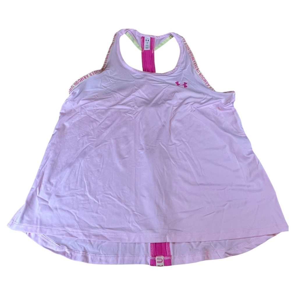 Under Armour Girls Knockout Tank Top Pink Racerback Activewear 1363374 YLG L